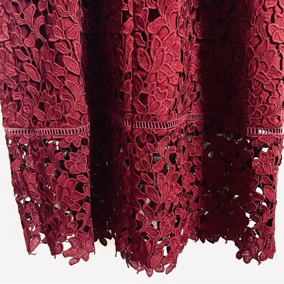 Club Monaco Bolari Red Lace Midi Dress Size 00 EUC
