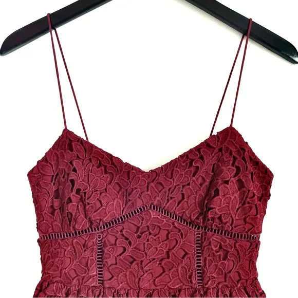 Club Monaco Bolari Red Lace Midi Dress Size 00 EUC