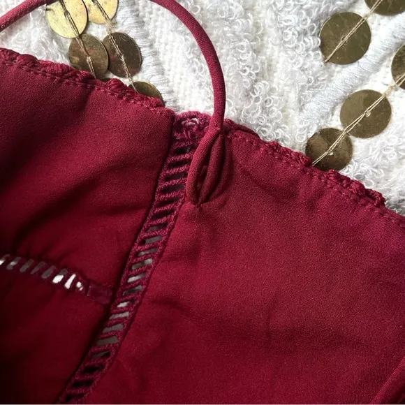 Club Monaco Bolari Red Lace Midi Dress Size 00 EUC