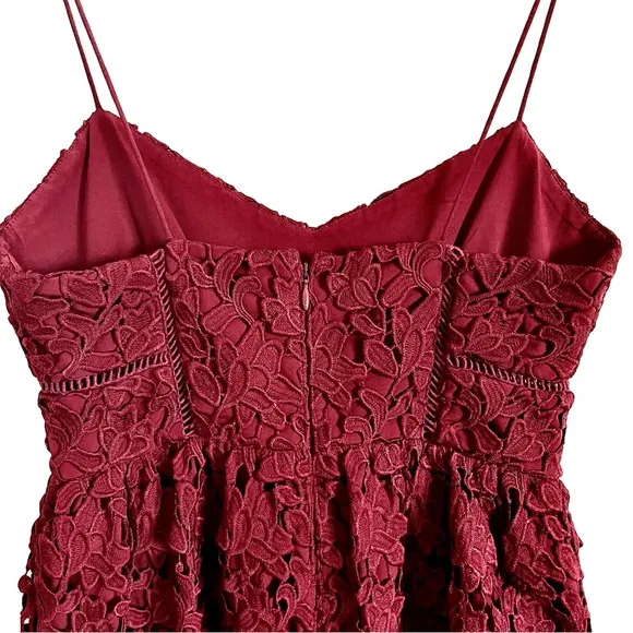 Club Monaco Bolari Red Lace Midi Dress Size 00 EUC