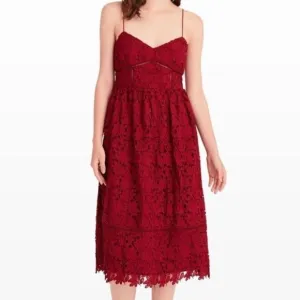 Club Monaco Bolari Red Lace Midi Dress Size 00 EUC