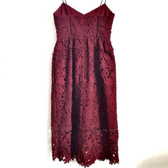 Club Monaco Bolari Red Lace Midi Dress Size 00 EUC