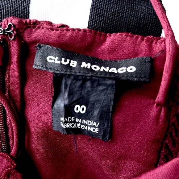 Club Monaco Bolari Red Lace Midi Dress Size 00 EUC