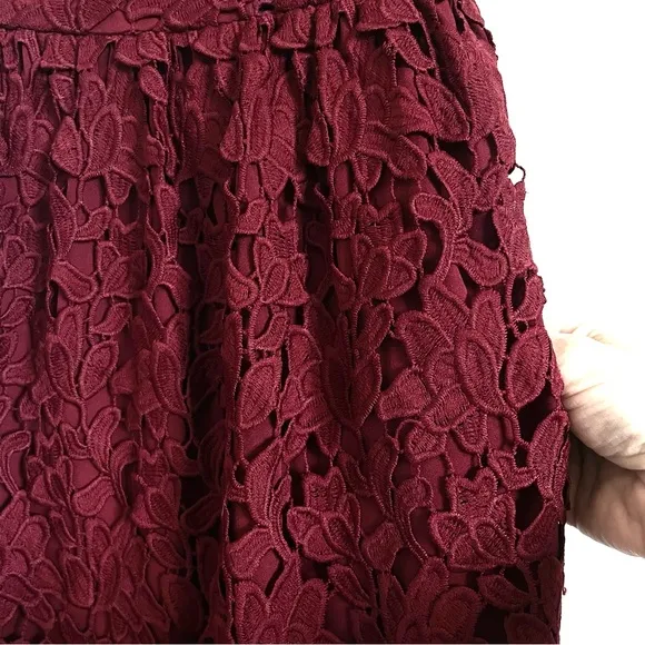 Club Monaco Bolari Red Lace Midi Dress Size 00 EUC