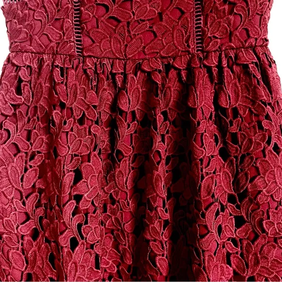 Club Monaco Bolari Red Lace Midi Dress Size 00 EUC