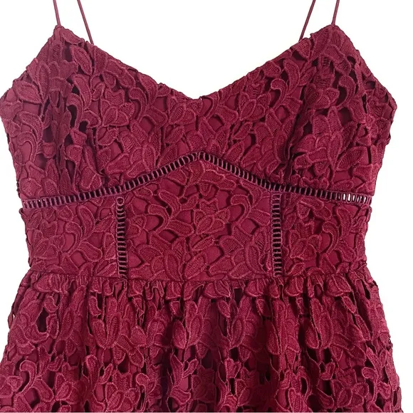 Club Monaco Bolari Red Lace Midi Dress Size 00 EUC