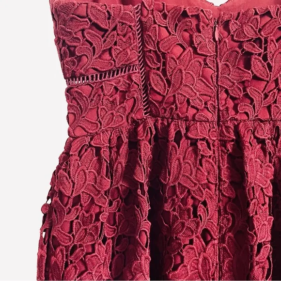 Club Monaco Bolari Red Lace Midi Dress Size 00 EUC