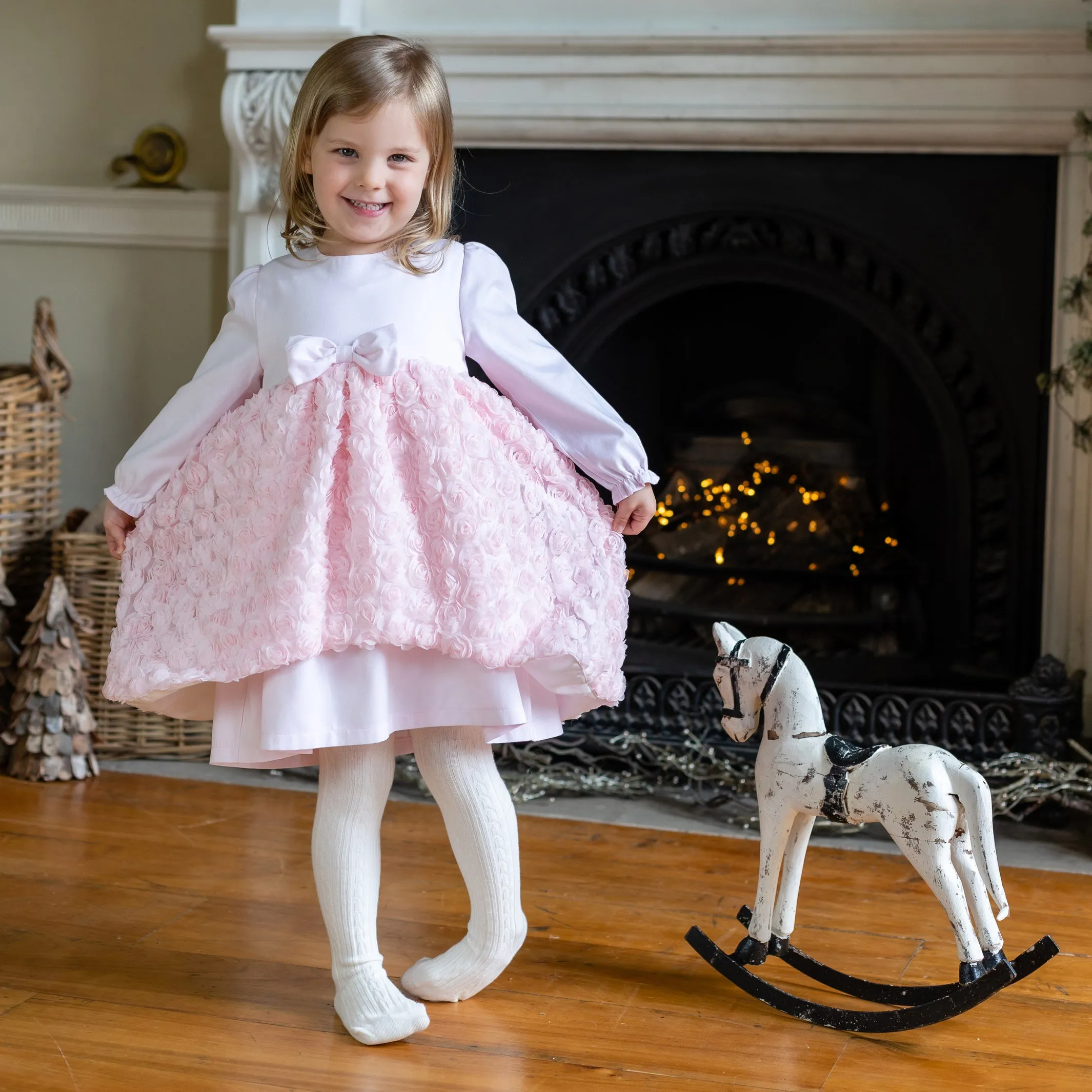 Coco Pink Baby Girls Party Dress with Tights