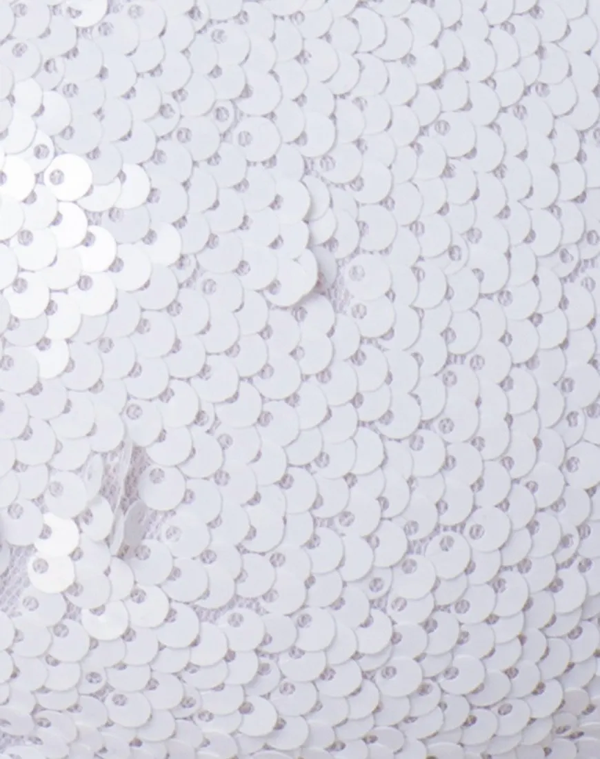 Cogi Top in Matte Fishcale Sequin White