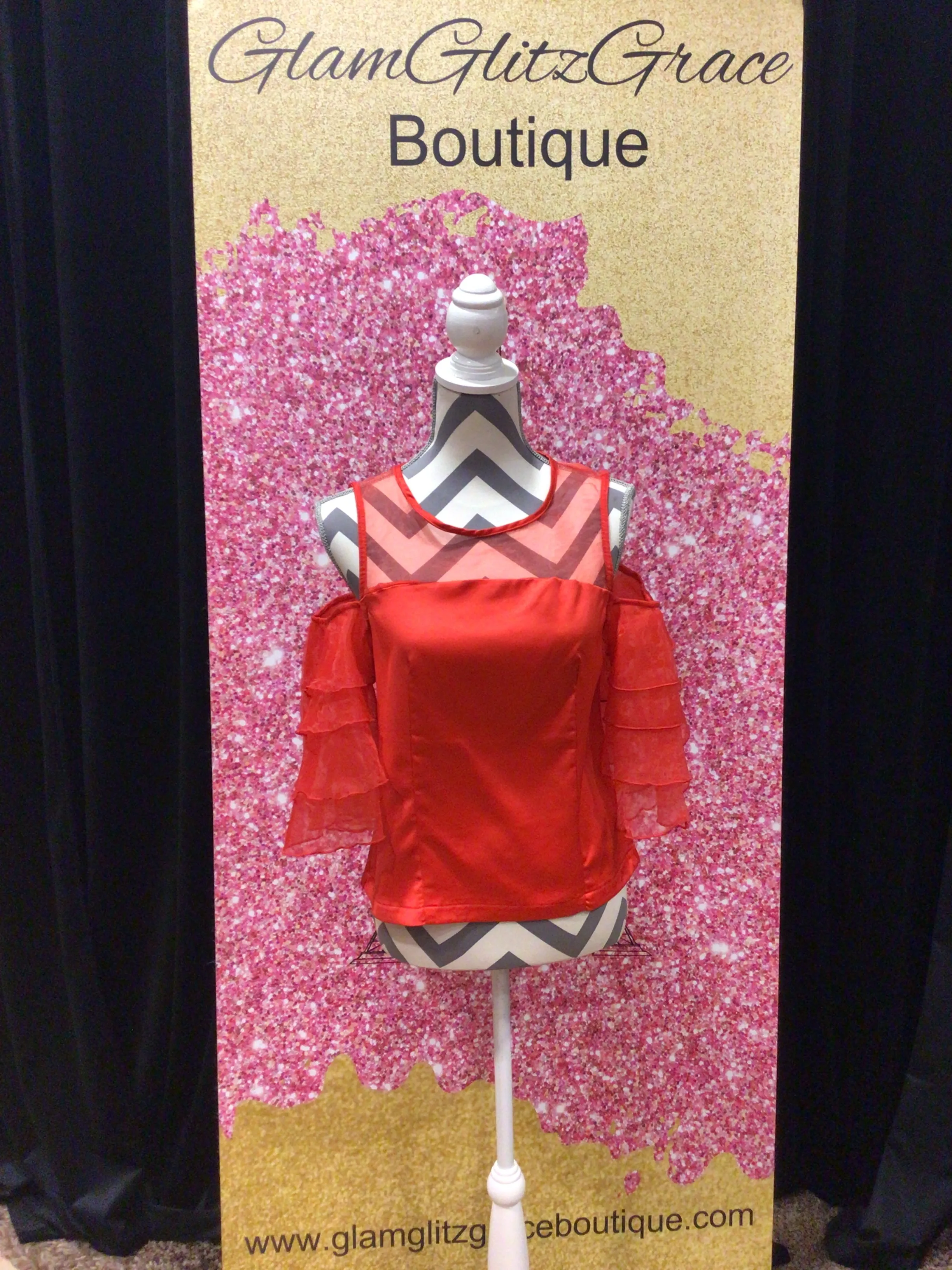 Cold Shoulder Bell Sleeves Satin Top