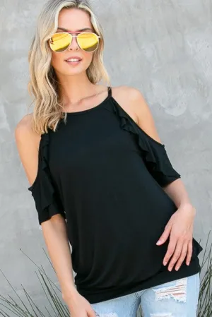 Cold Shoulder Ruffle Top