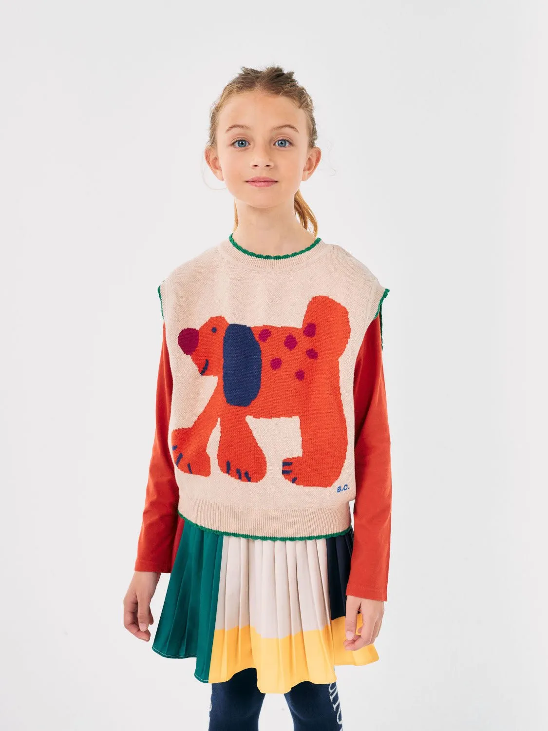 Colour Block Pleated Woven Skirt by Bobo Choses
