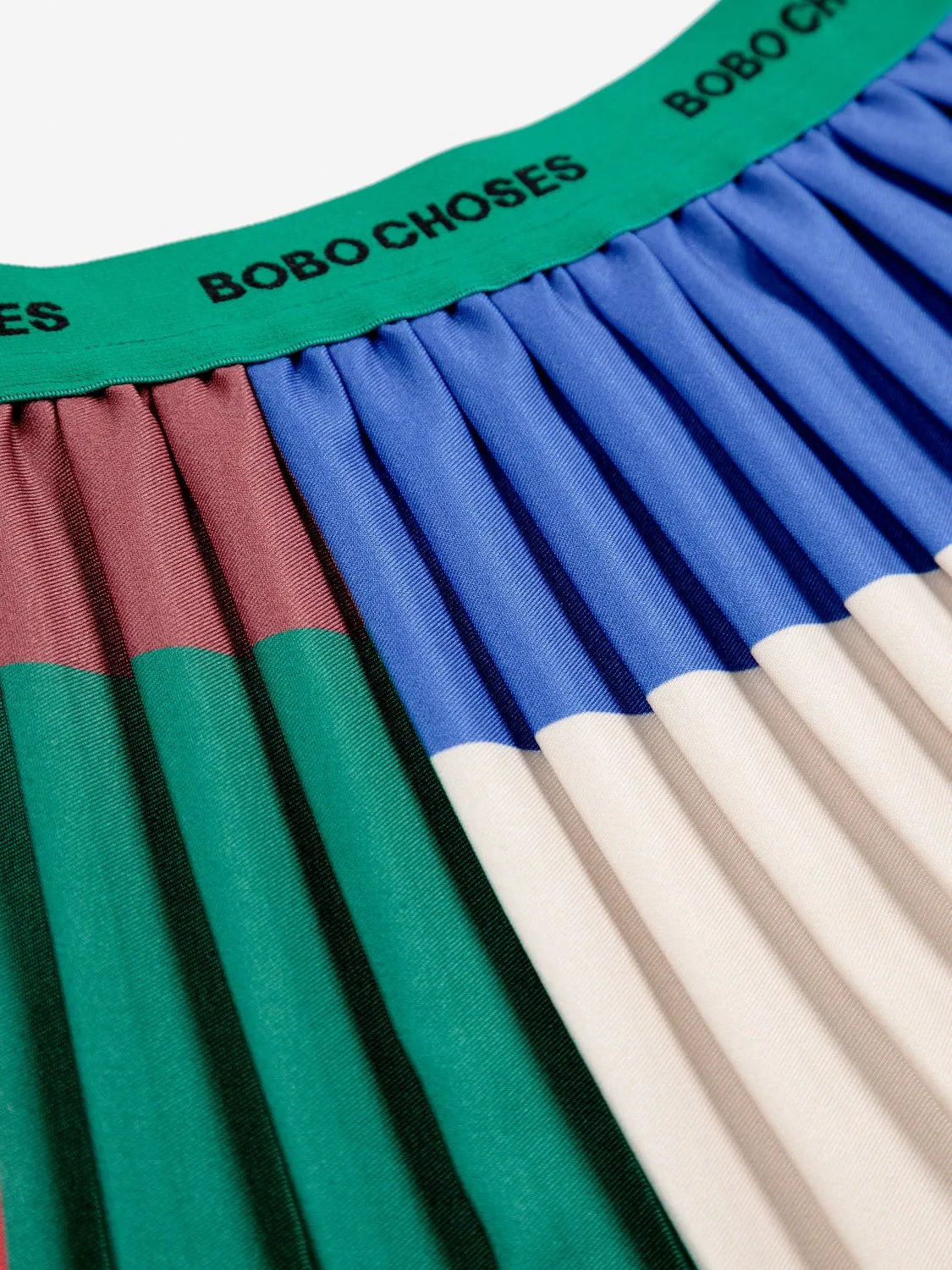 Colour Block Pleated Woven Skirt by Bobo Choses