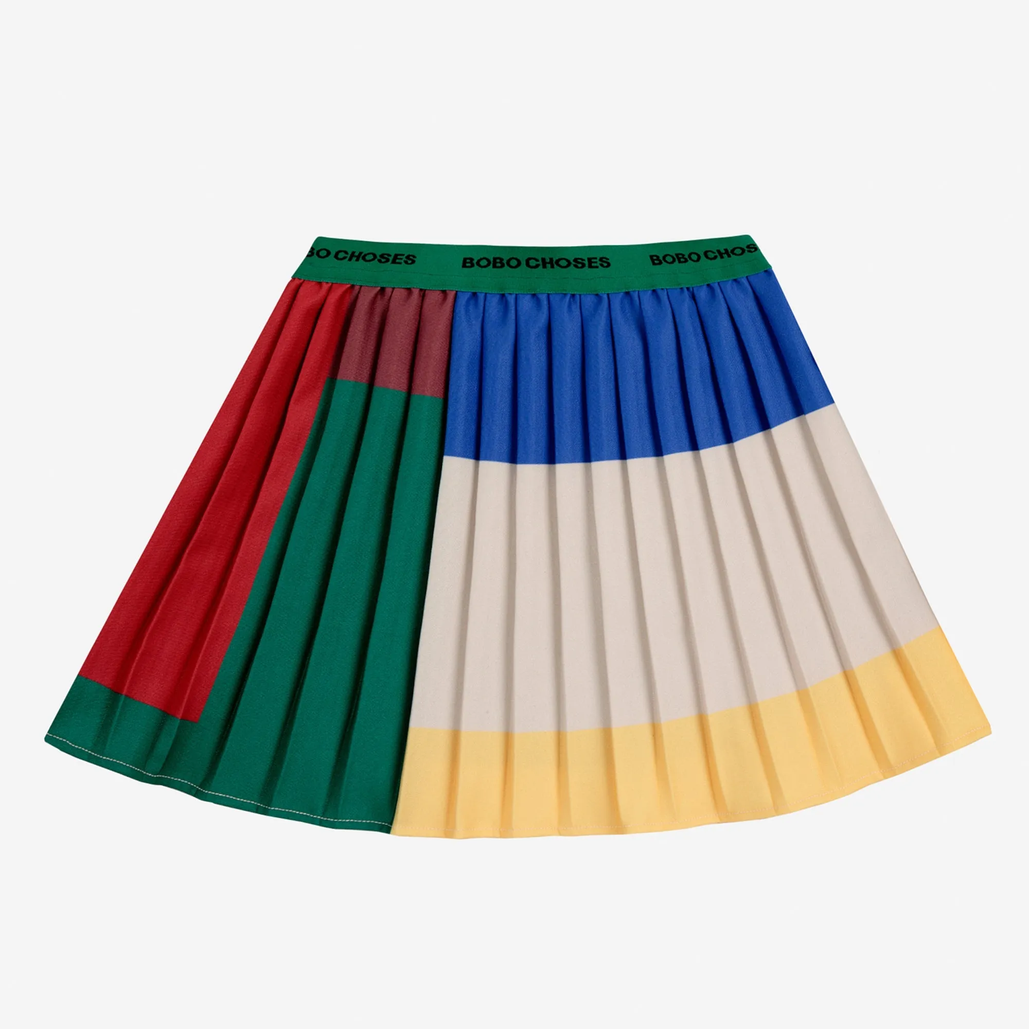 Colour Block Pleated Woven Skirt by Bobo Choses