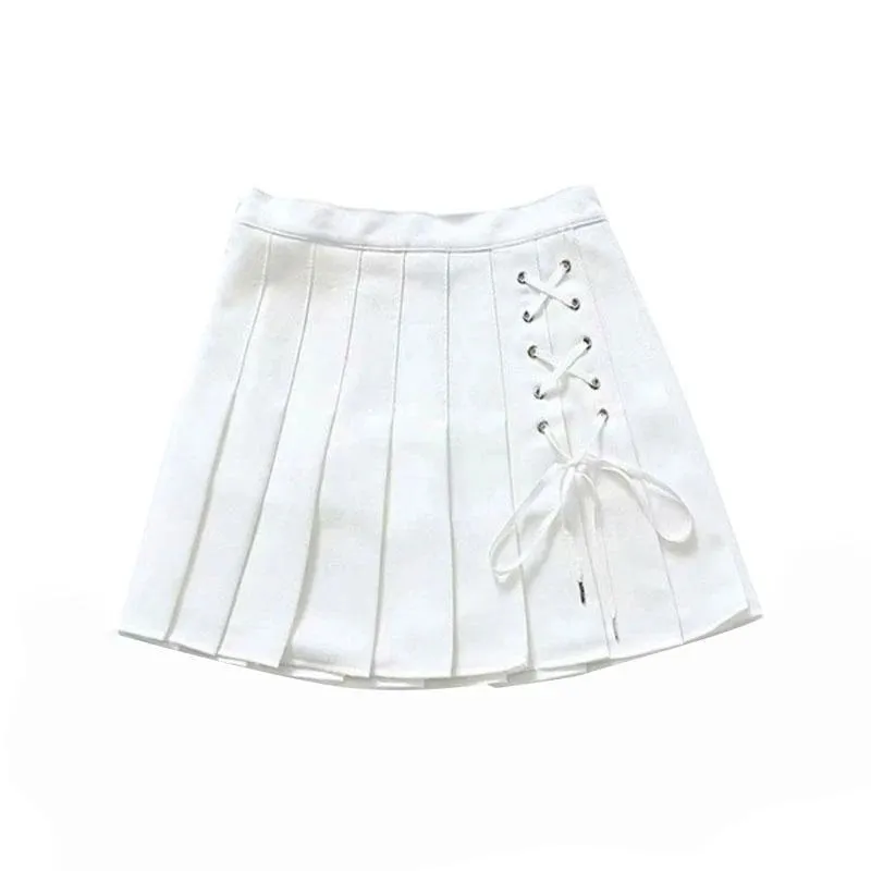 [@cooper_is_dead] "PURE COLOR TIE PLEATED" SKIRT N102805