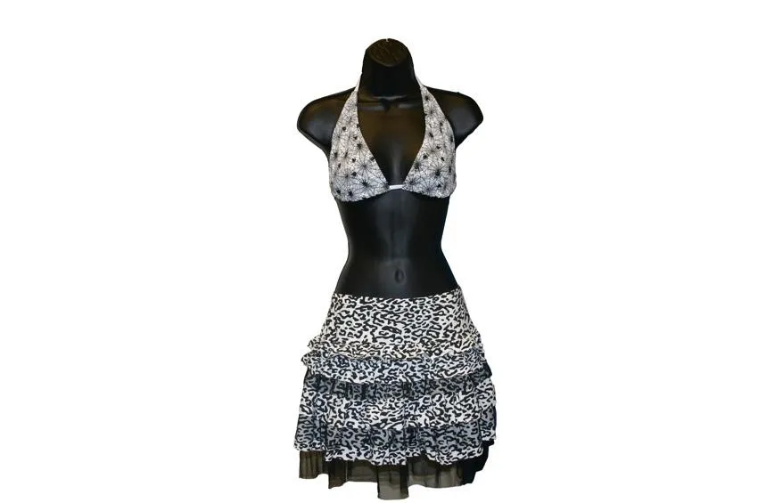 Copy of Black and White Animal Print and Mesh Skirt