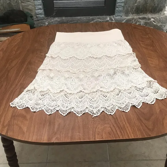 COPY - Solitaire By Ravi Khosla Beige Netted Mini Skirt with Lining Size L