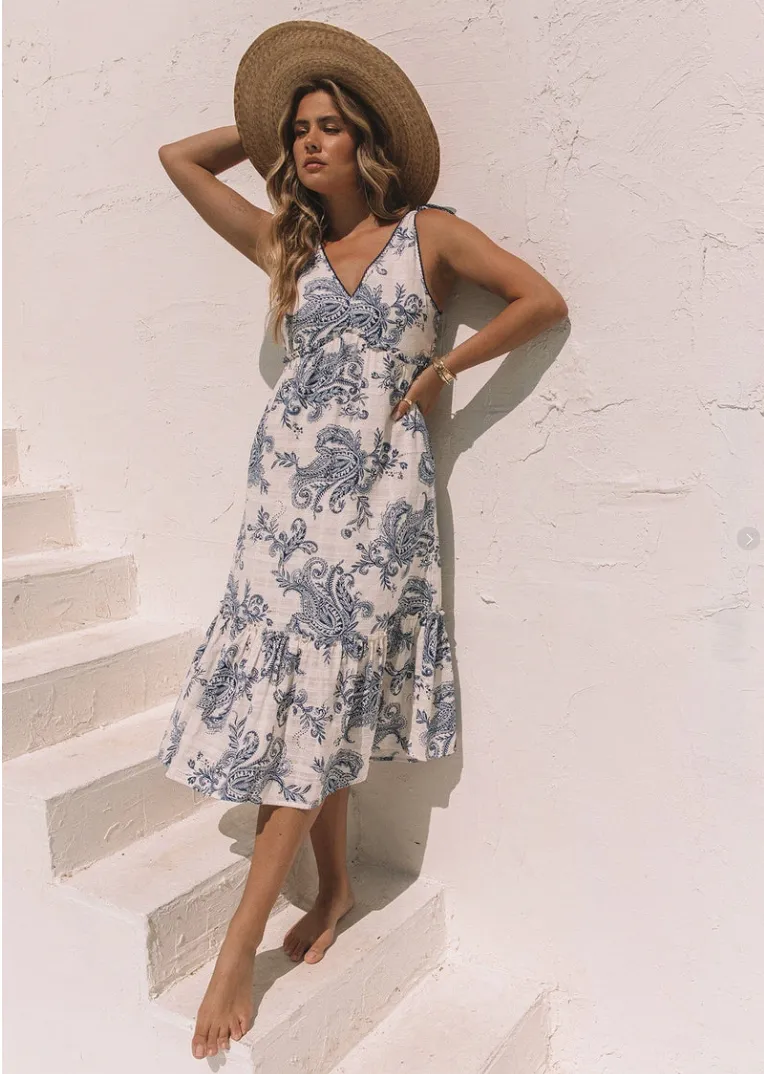 Cosette Tie Shoulder Midi Dress
