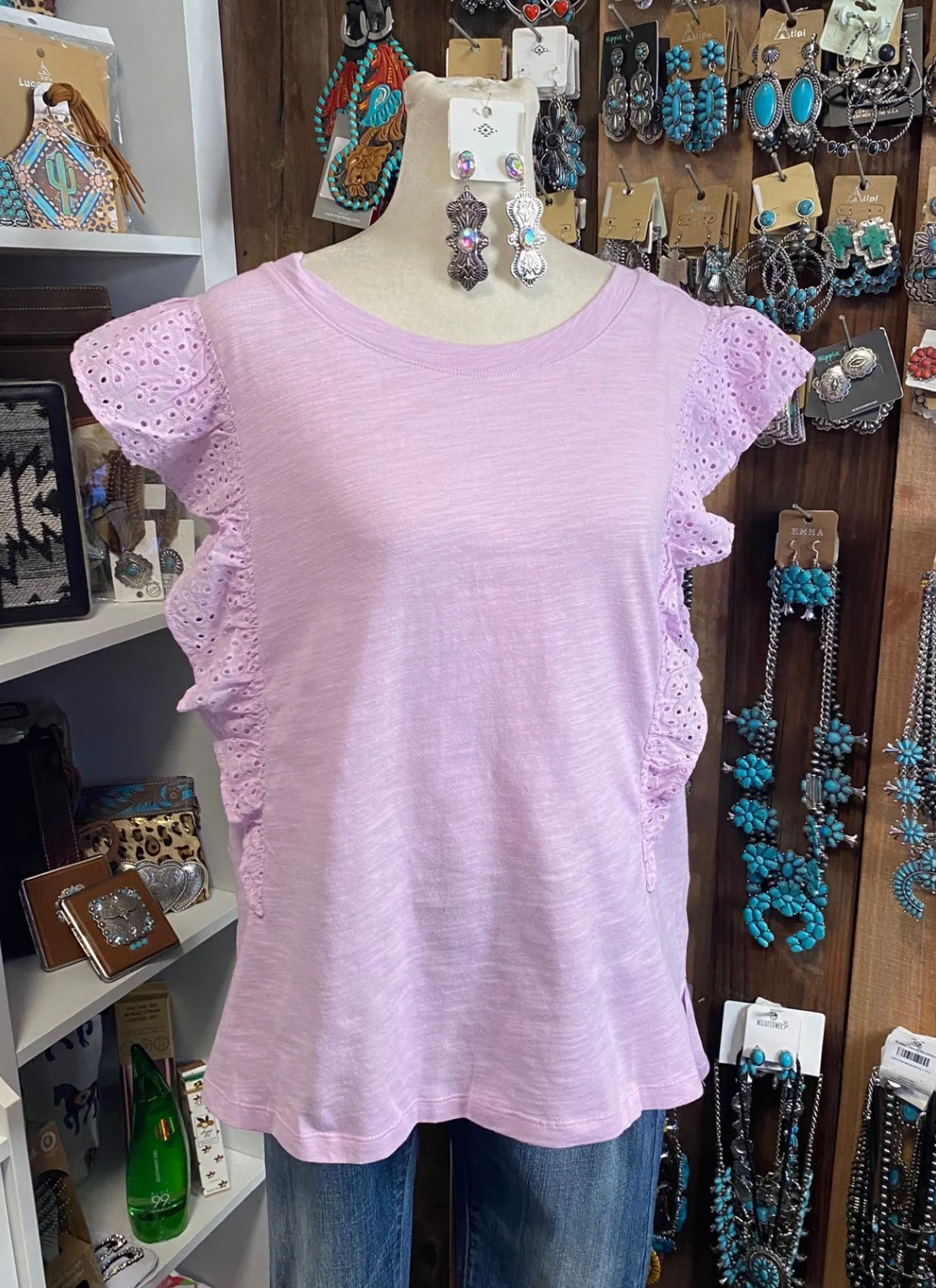 Cowgirl Eyelet Sleeve Top