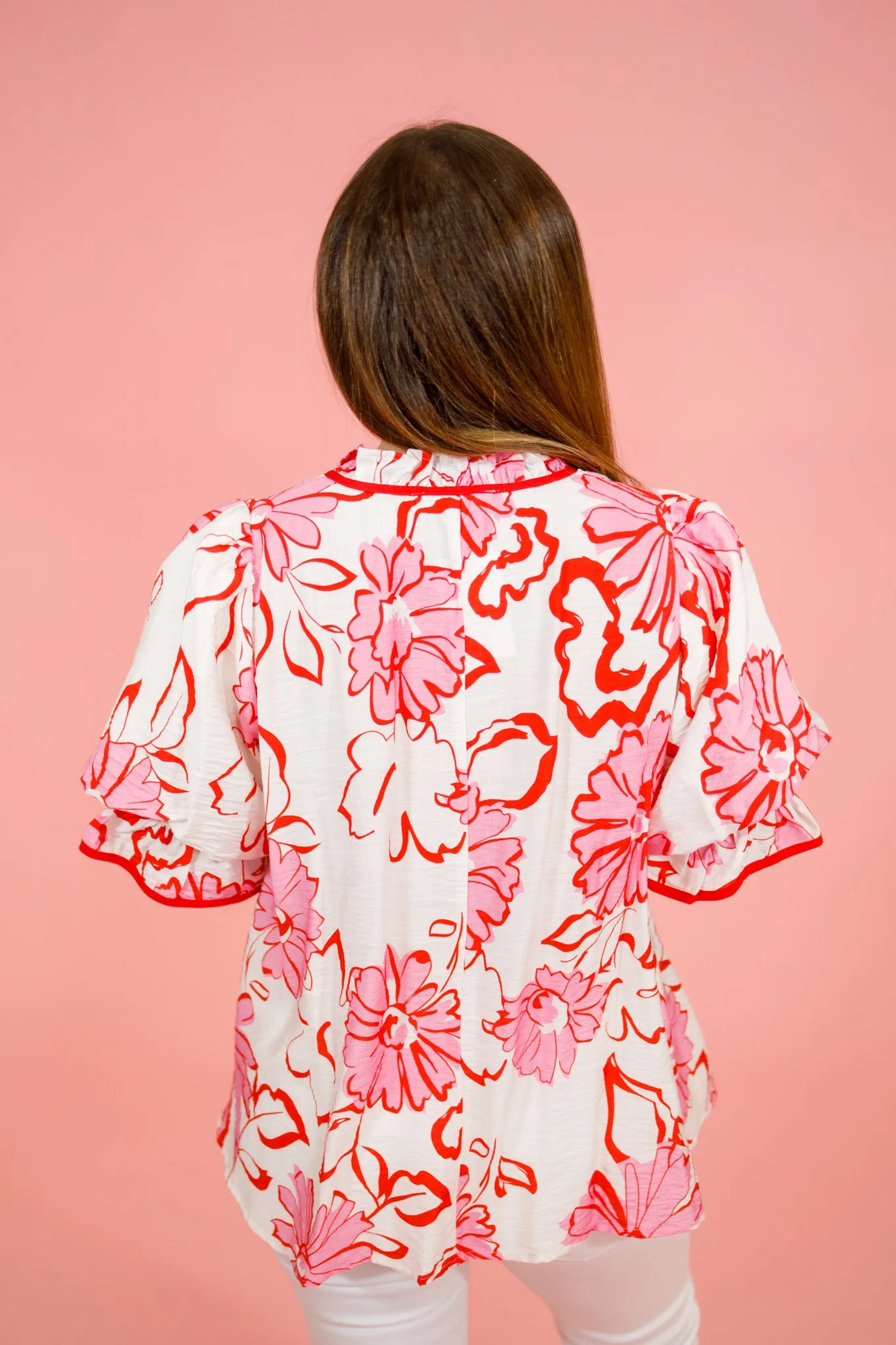Cream Floral Print Top