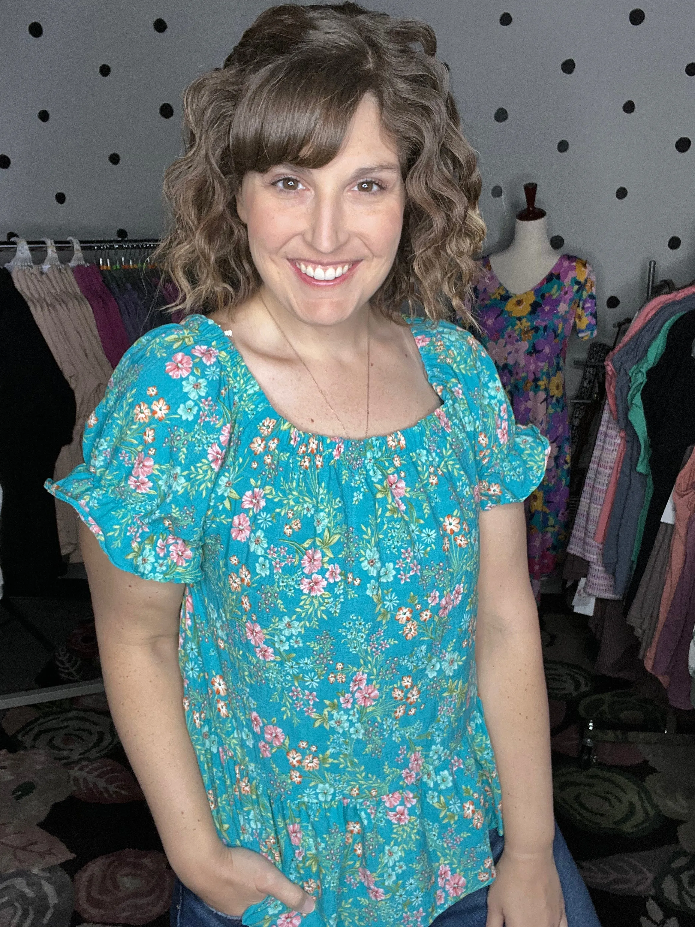 Crinkle Woven Floral Off Shoulder Top