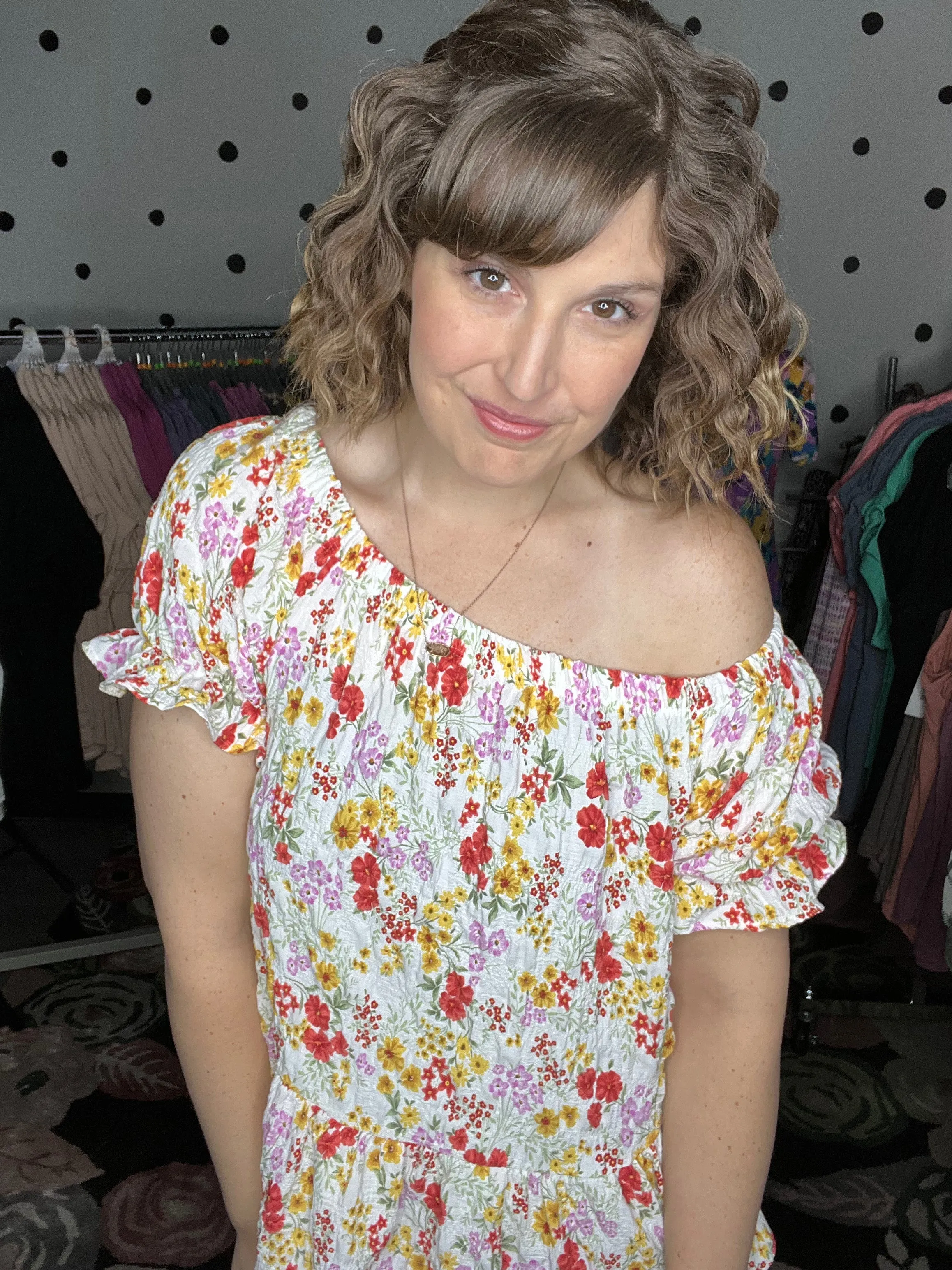 Crinkle Woven Floral Off Shoulder Top