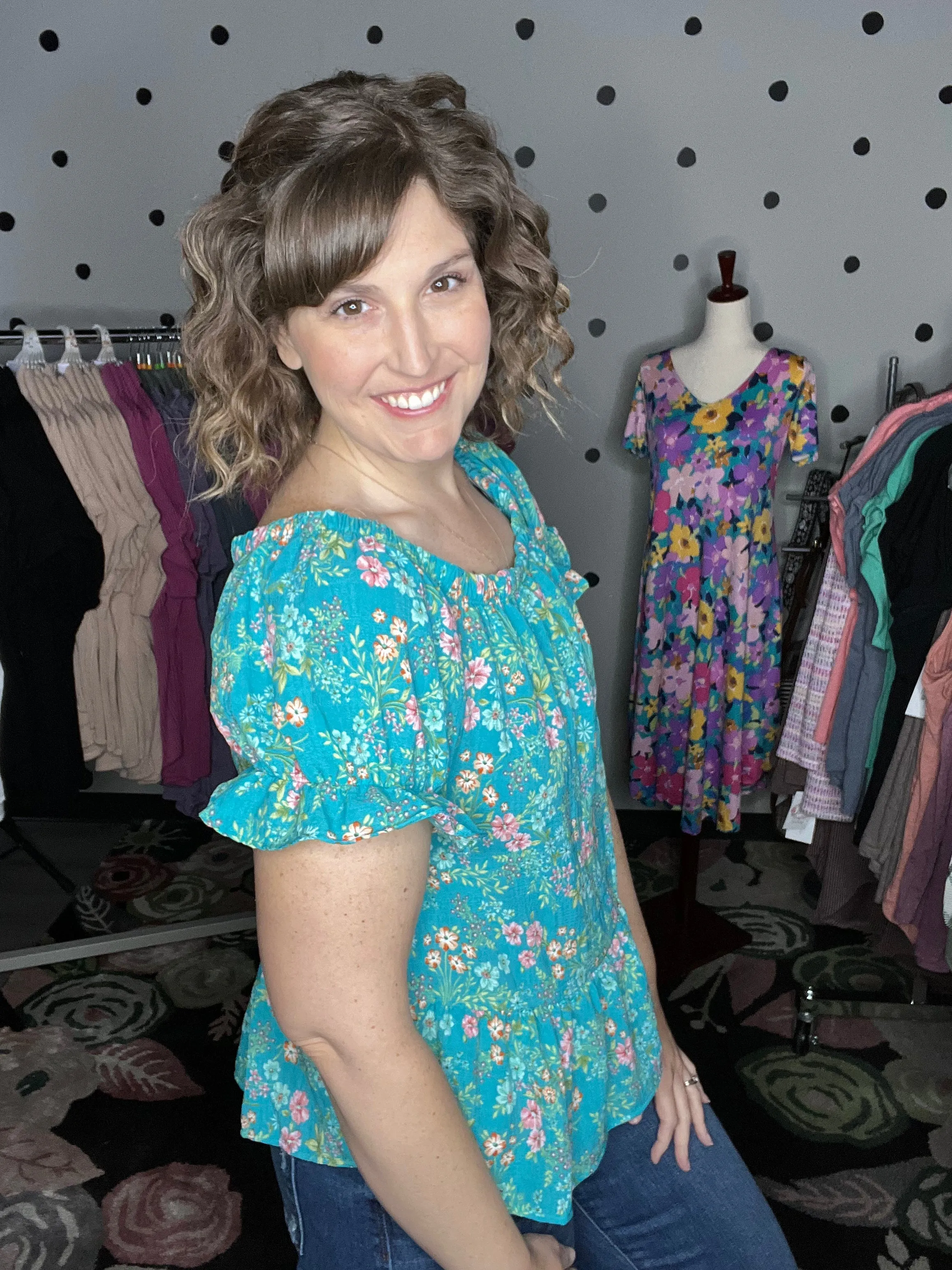 Crinkle Woven Floral Off Shoulder Top