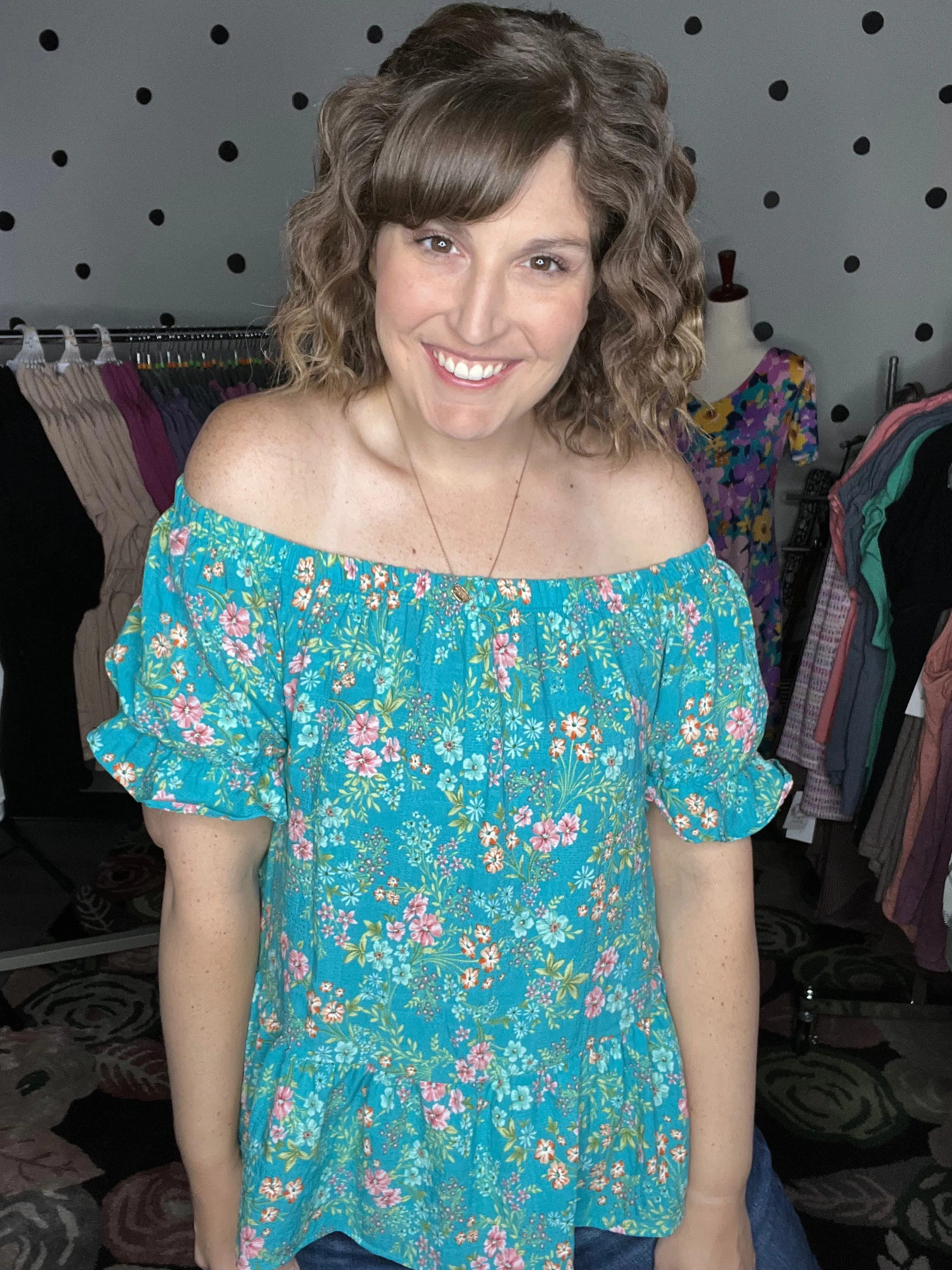 Crinkle Woven Floral Off Shoulder Top