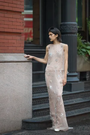 Crystal Lattice Embroidery Organza Halter Gown With Matching Tank Top