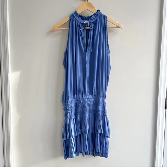 [current air] cara drop waist pleated ruffle dress faded blue XS
