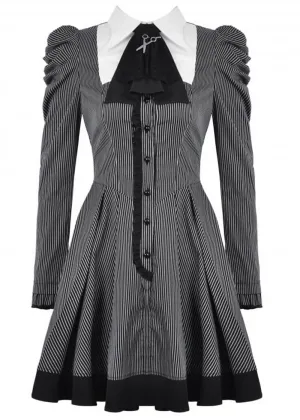 Dark In Love Scissors Stripes 60's Dress Black White