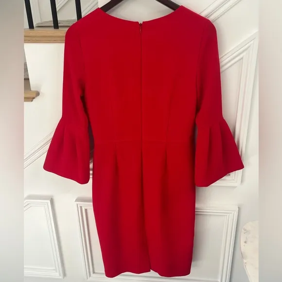 David Meister Red dress with ruffled sleeve size 4