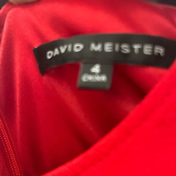 David Meister Red dress with ruffled sleeve size 4