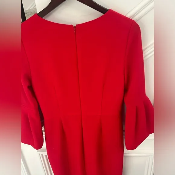 David Meister Red dress with ruffled sleeve size 4