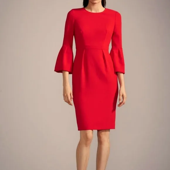 David Meister Red dress with ruffled sleeve size 4