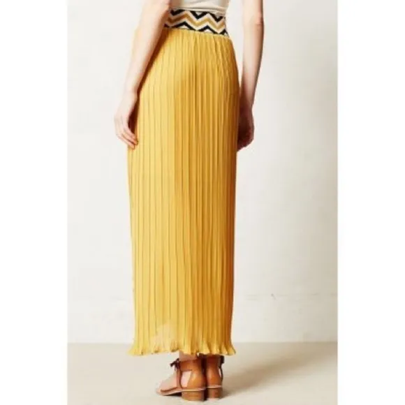 Dear Creatures Pleated Chevron Maxi Yellow Skirt M​​​​