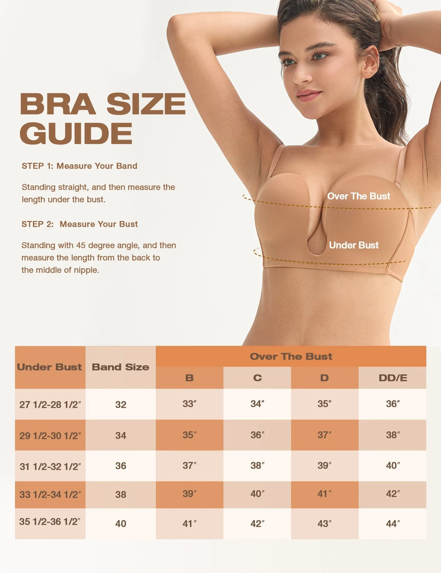 Deep V Wireless Push-Up Bra Brown