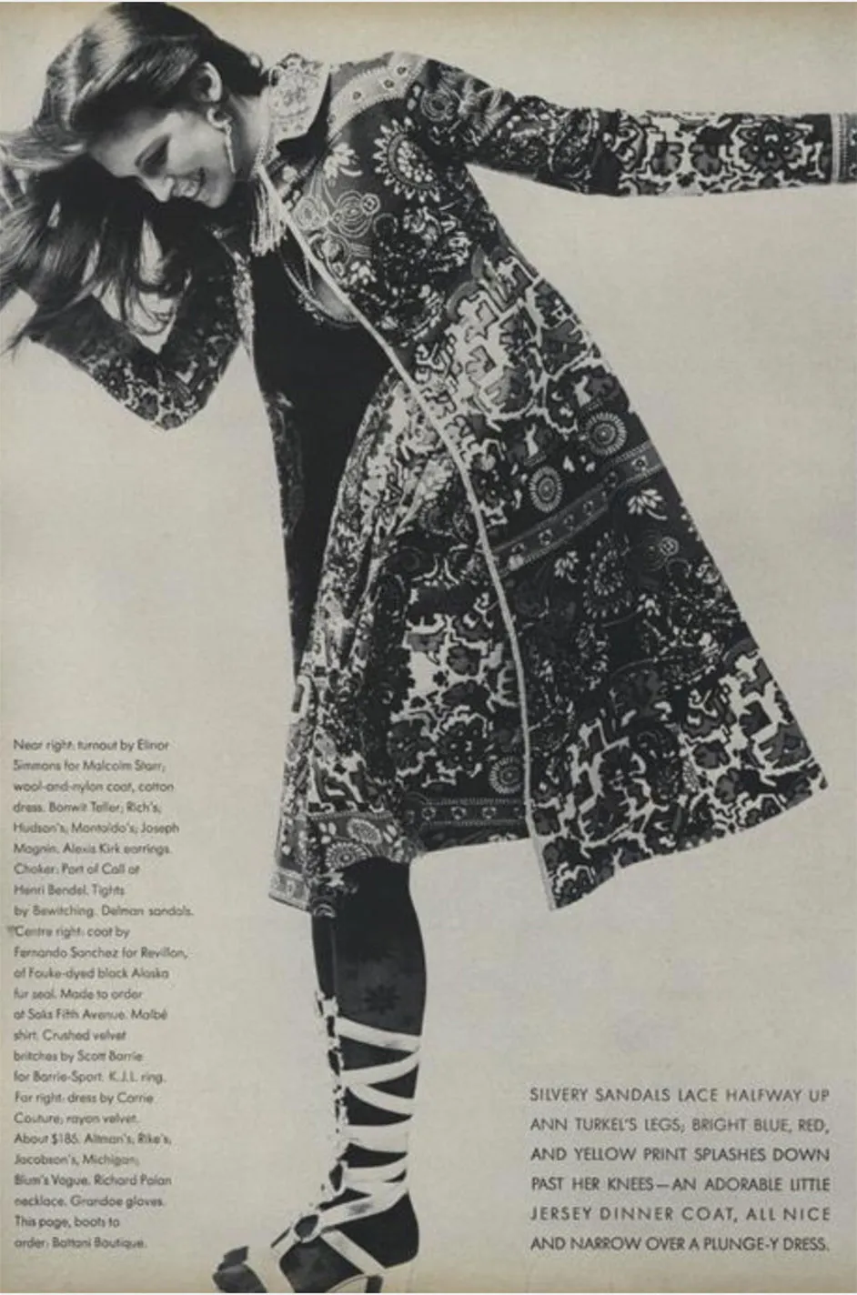 Documented 1970 Malcolm Starr Printed Jersey Baby Doll Dress