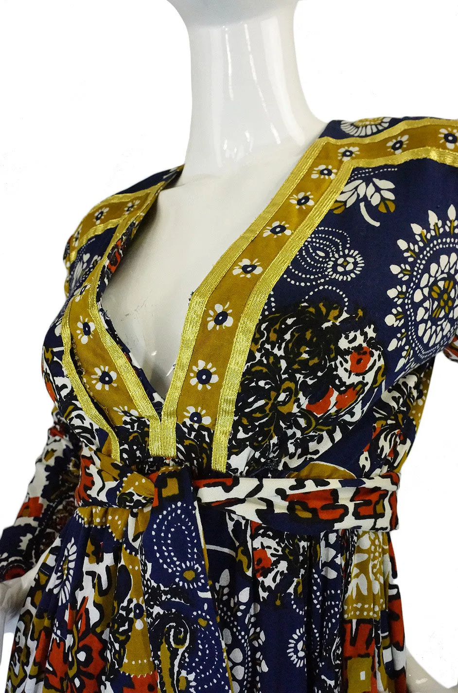 Documented 1970 Malcolm Starr Printed Jersey Baby Doll Dress