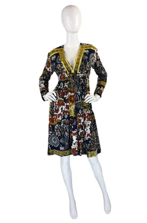 Documented 1970 Malcolm Starr Printed Jersey Baby Doll Dress