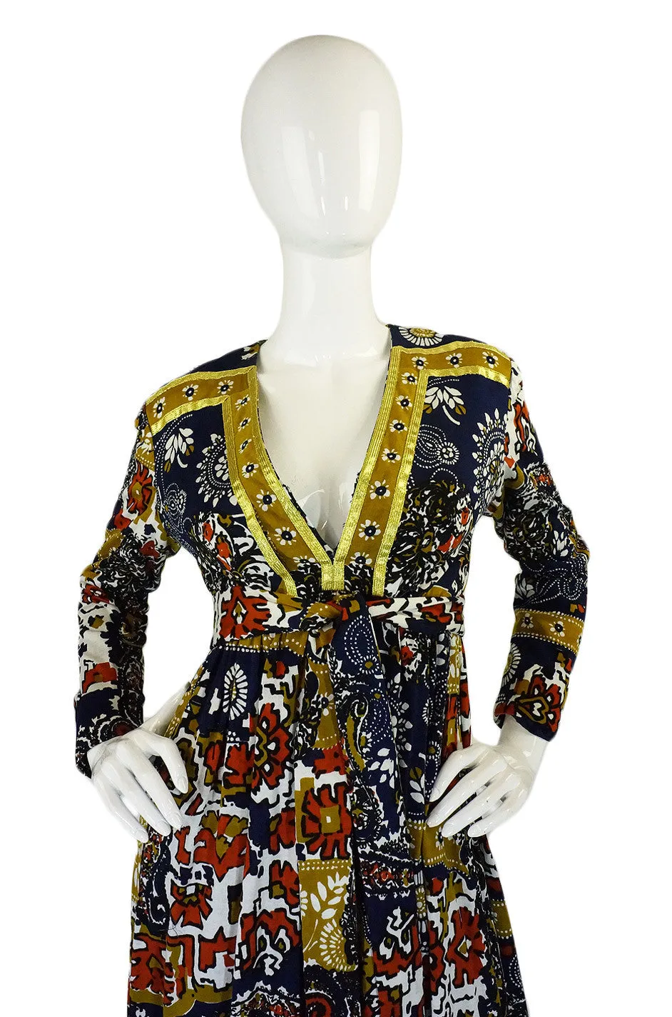 Documented 1970 Malcolm Starr Printed Jersey Baby Doll Dress