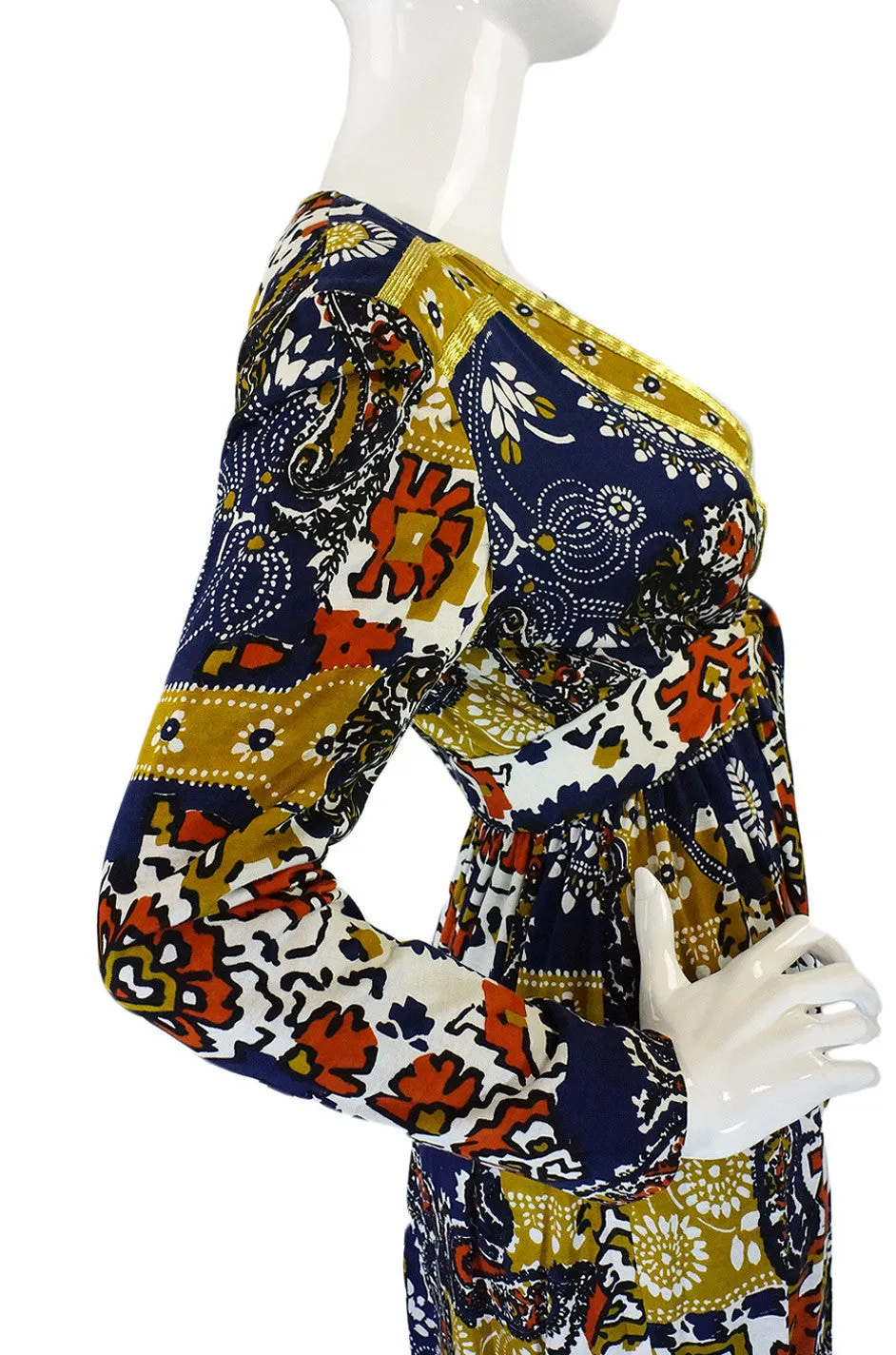 Documented 1970 Malcolm Starr Printed Jersey Baby Doll Dress