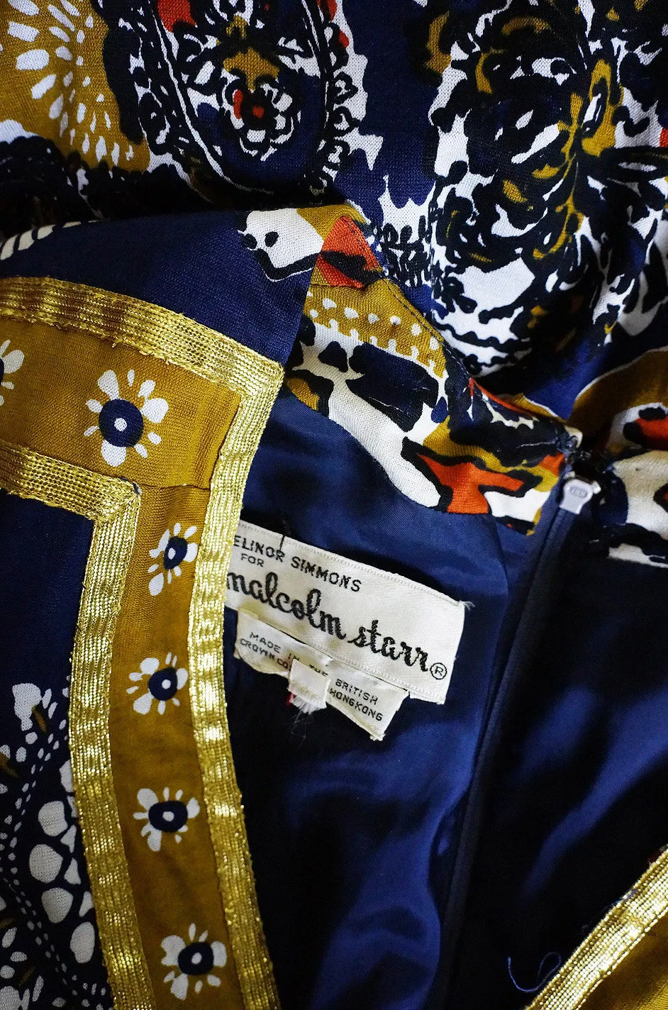 Documented 1970 Malcolm Starr Printed Jersey Baby Doll Dress