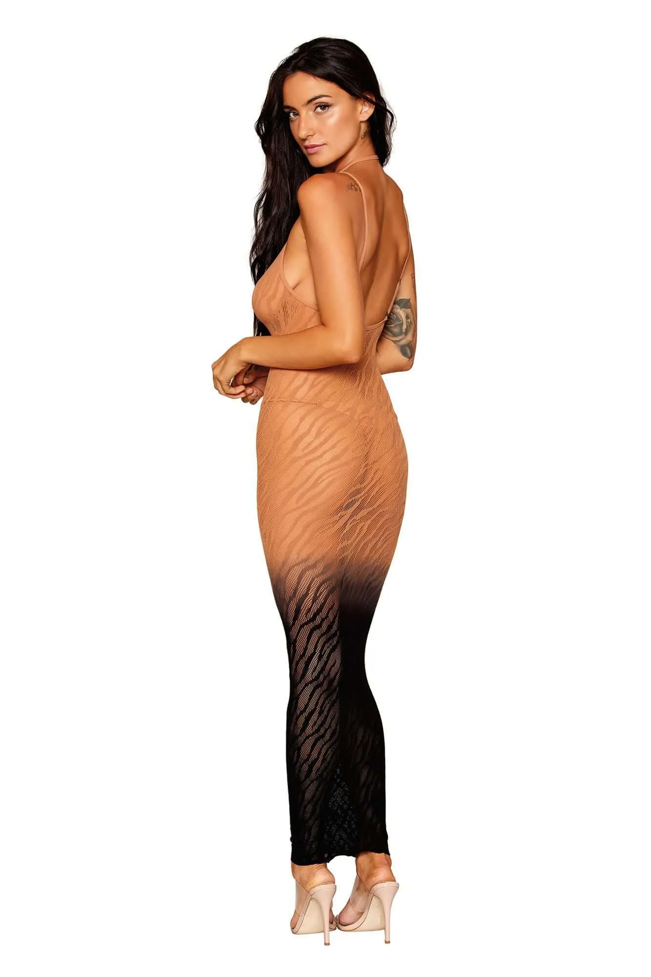 Dreamgirl Bodystocking Gown Lingerie - One Size - Black/copper