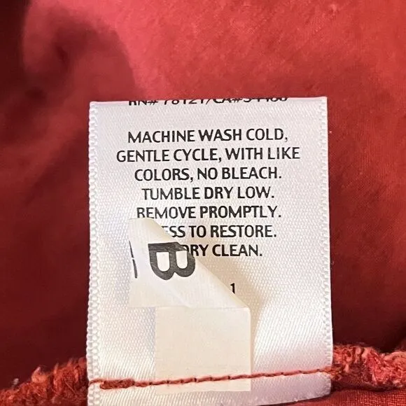 Eileen Fisher Red Linen Pleated Skirt Small Knee Length Pockets FRONT Zipper