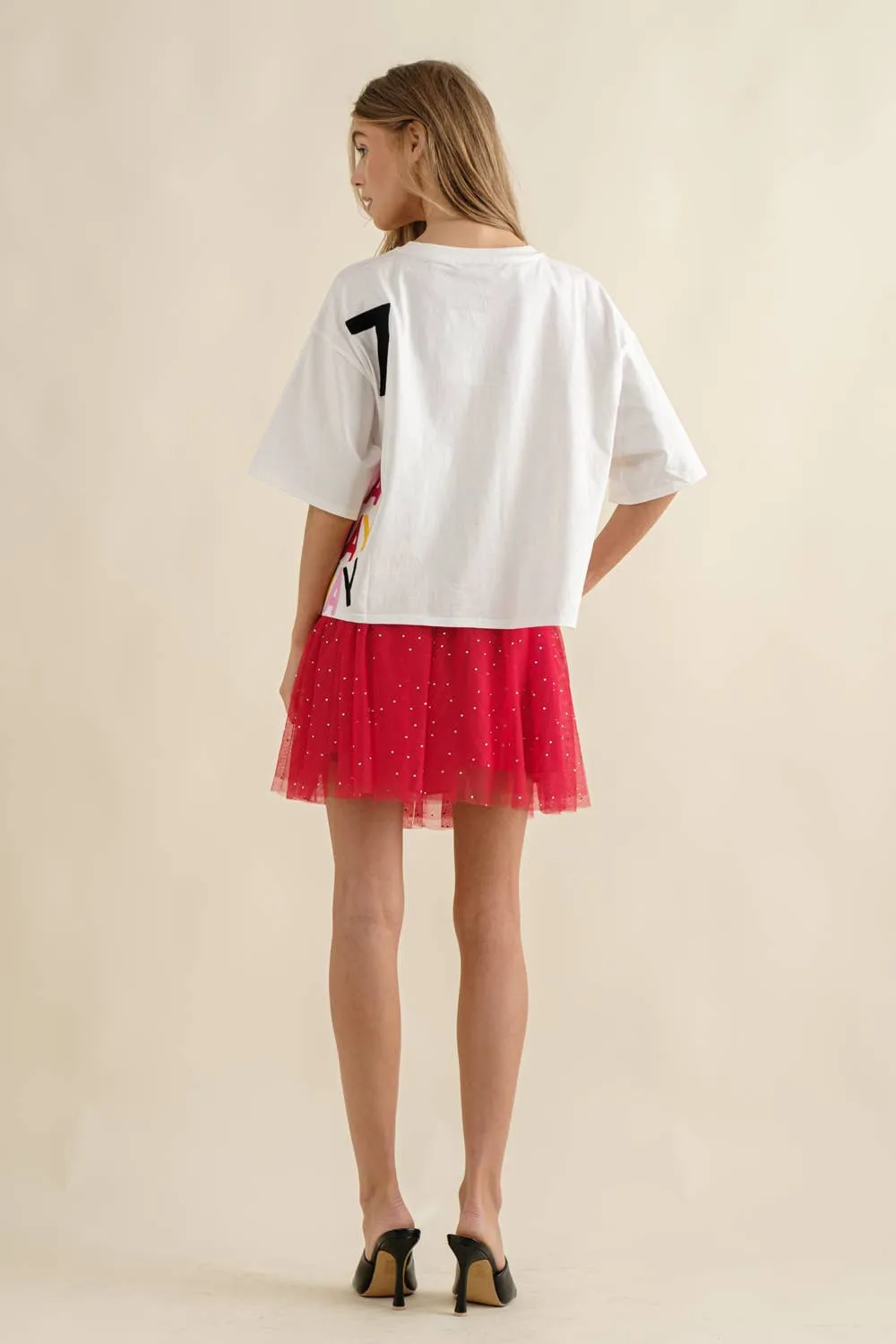 Elastic Waist Tulle Mesh Mini Skirt