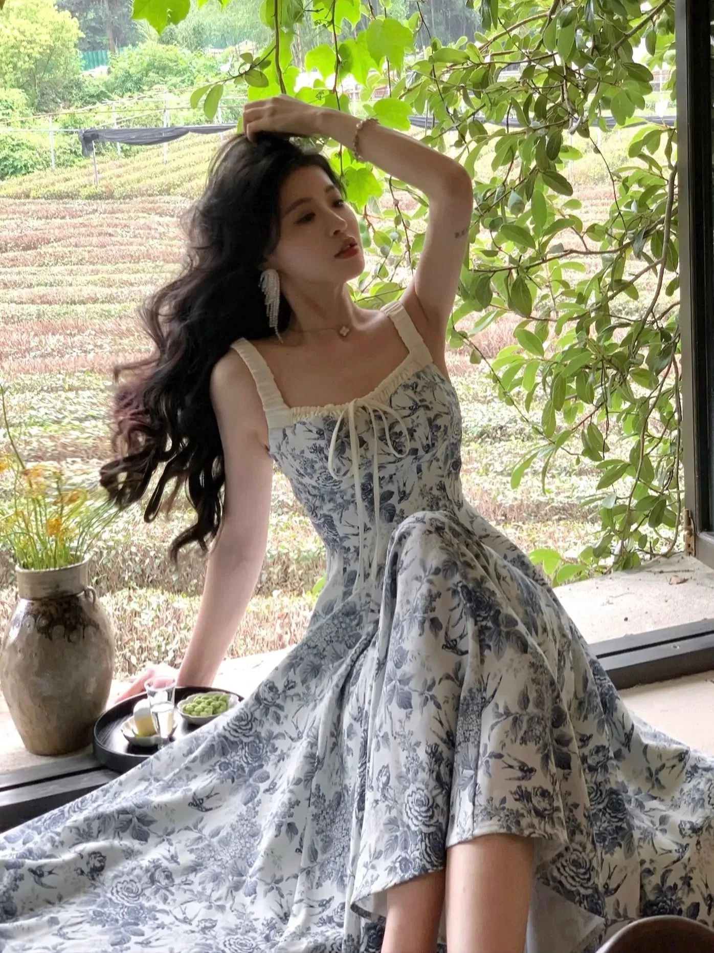 Elegant Spaghetti Strap Midi Dress