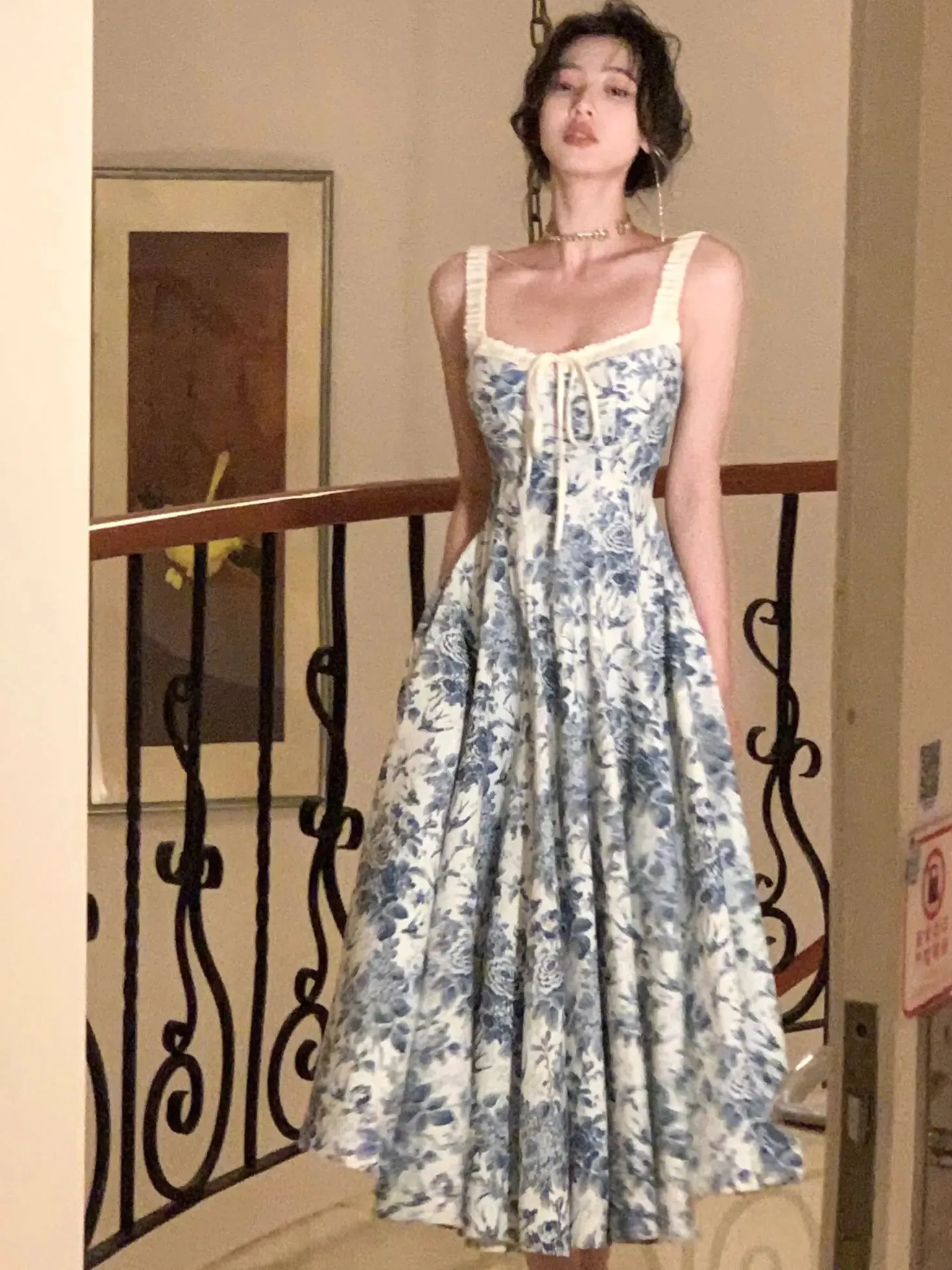 Elegant Spaghetti Strap Midi Dress
