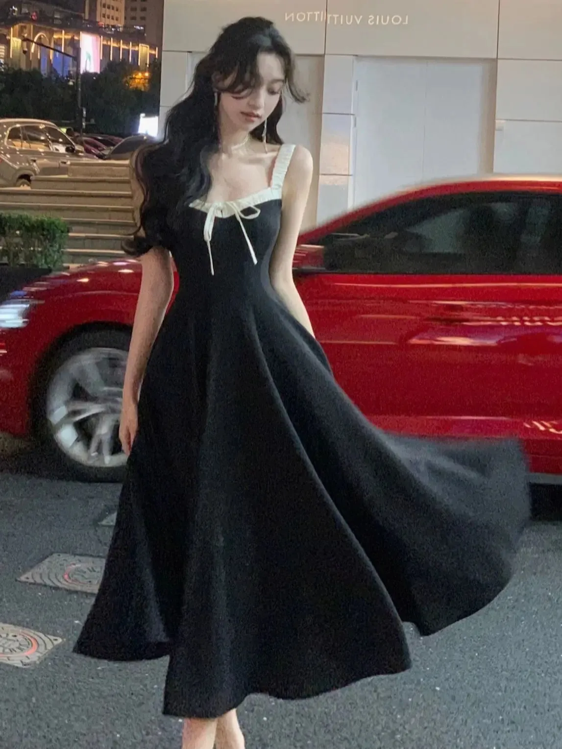 Elegant Spaghetti Strap Midi Dress