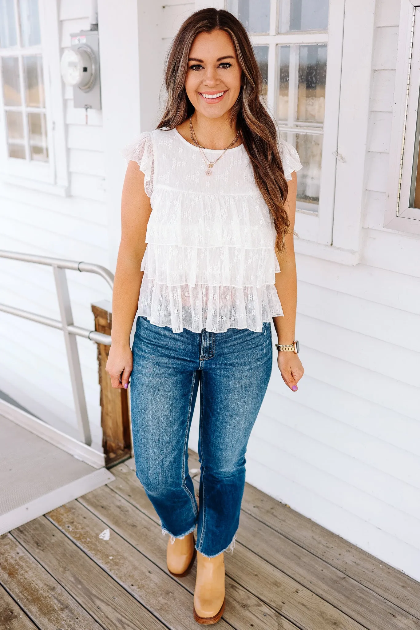 Elowen Tiered Lace Knit Top